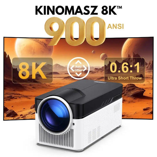 KINOMASZ 8K™ - PROJEKTOR PREMIUM 8K 900ANSI LED 900ANSI 2160LUMENÓW HI-FI BT 5.4 716CHIP ANDROID color1 / Eu plug